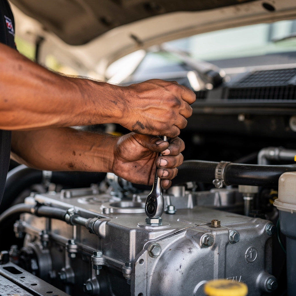 Jarhead Mobile Diesel mechanic performing expert auto repair on a car in San Diego