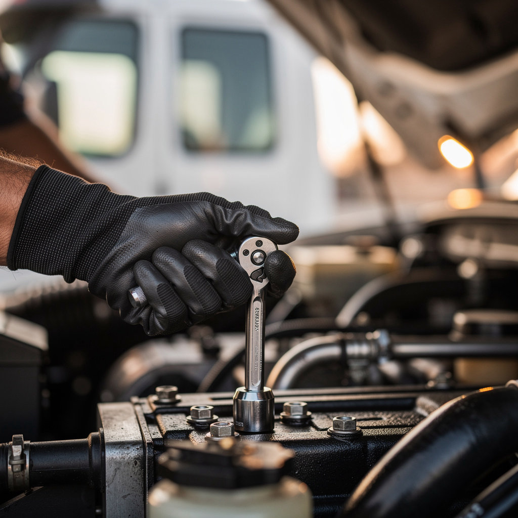 Jarhead Mobile Diesel mechanic providing expert on-site diesel repair service for a truck in San Diego